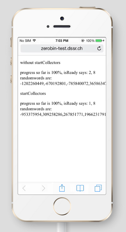 SJCL test on iPhone 5S, iOS version 7